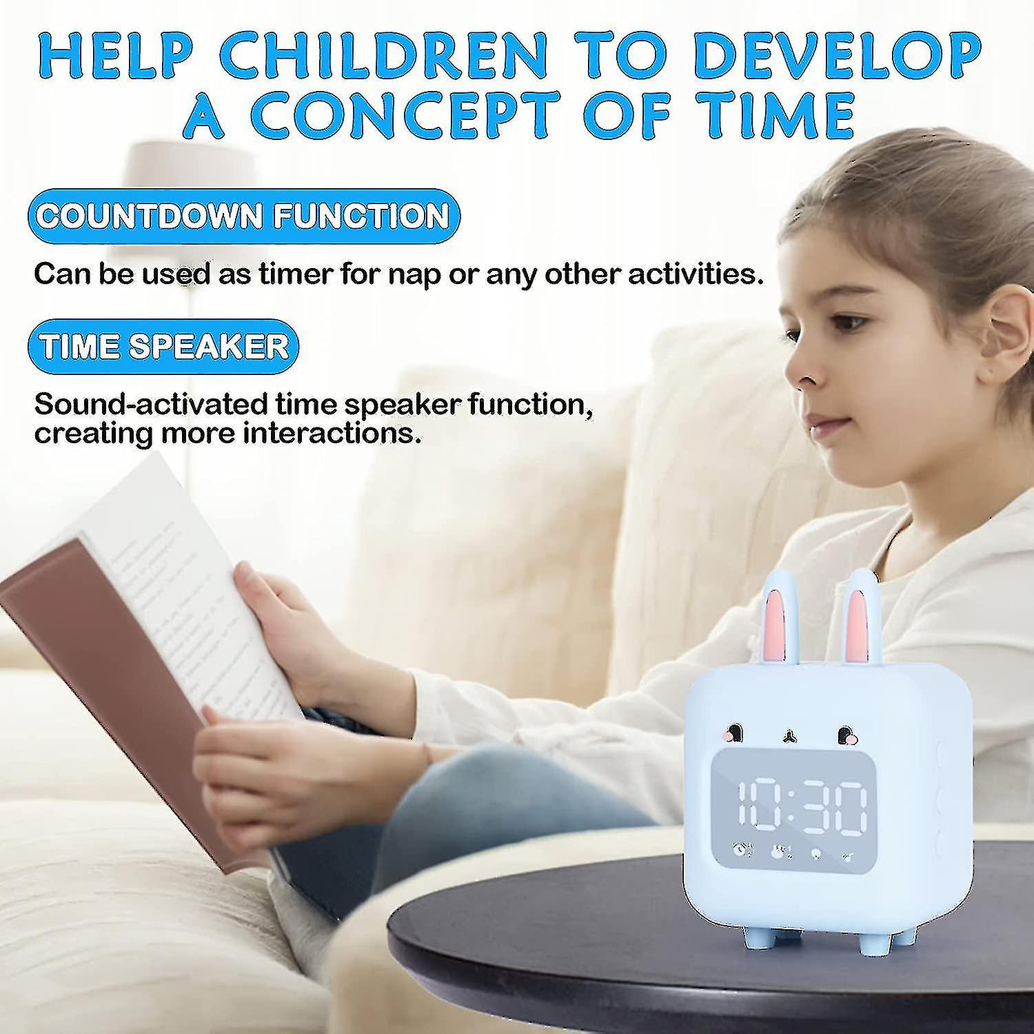 Digitaler Wecker Fr Kinder， Hschen-kinderwecker Fr Mdchenzimmer Mit Nachtlicht-countdown，blau
