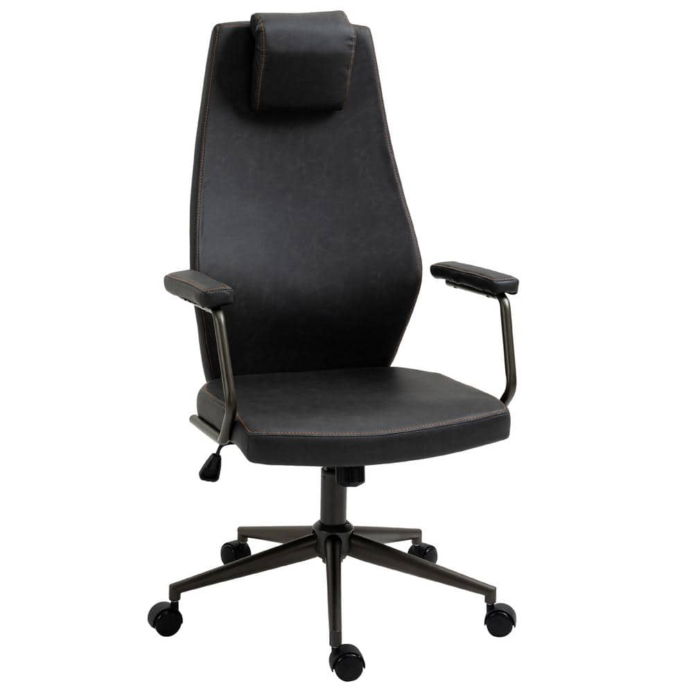 Vinsetto Deep Grey, High-Back Executive Office Chair, Ergonomic Leather Computer Desk Chair with Adjustable Height 921-478