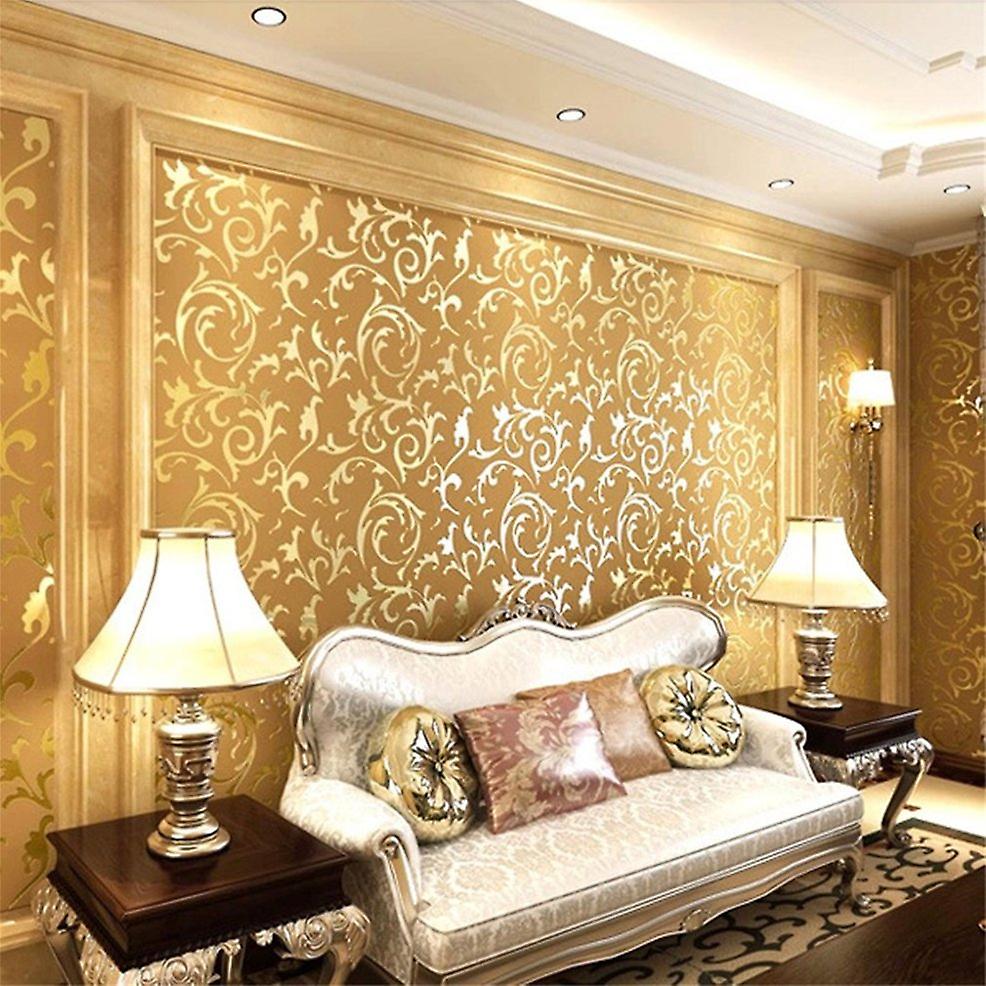 European Style Luxury Damask Non-woven 3d Wallpaper Embossed Wall Roll Paper