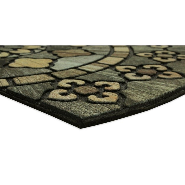 Floral Half circle Doormat Black Mohawk