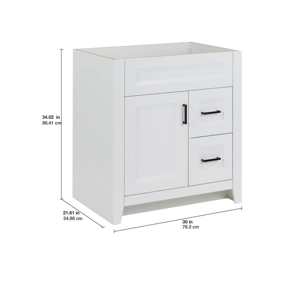 Home Decorators Collection Ridge 30 in. W x 21.6 in. D x 34 in. H Bath Vanity Cabinet without Top in White RG30-WH