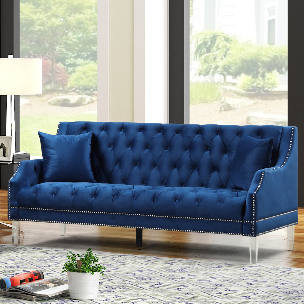 Fern Tufted Velvet Upholstered Sofa   Contemporary   Sofas   by Best Master Furniture  Houzz