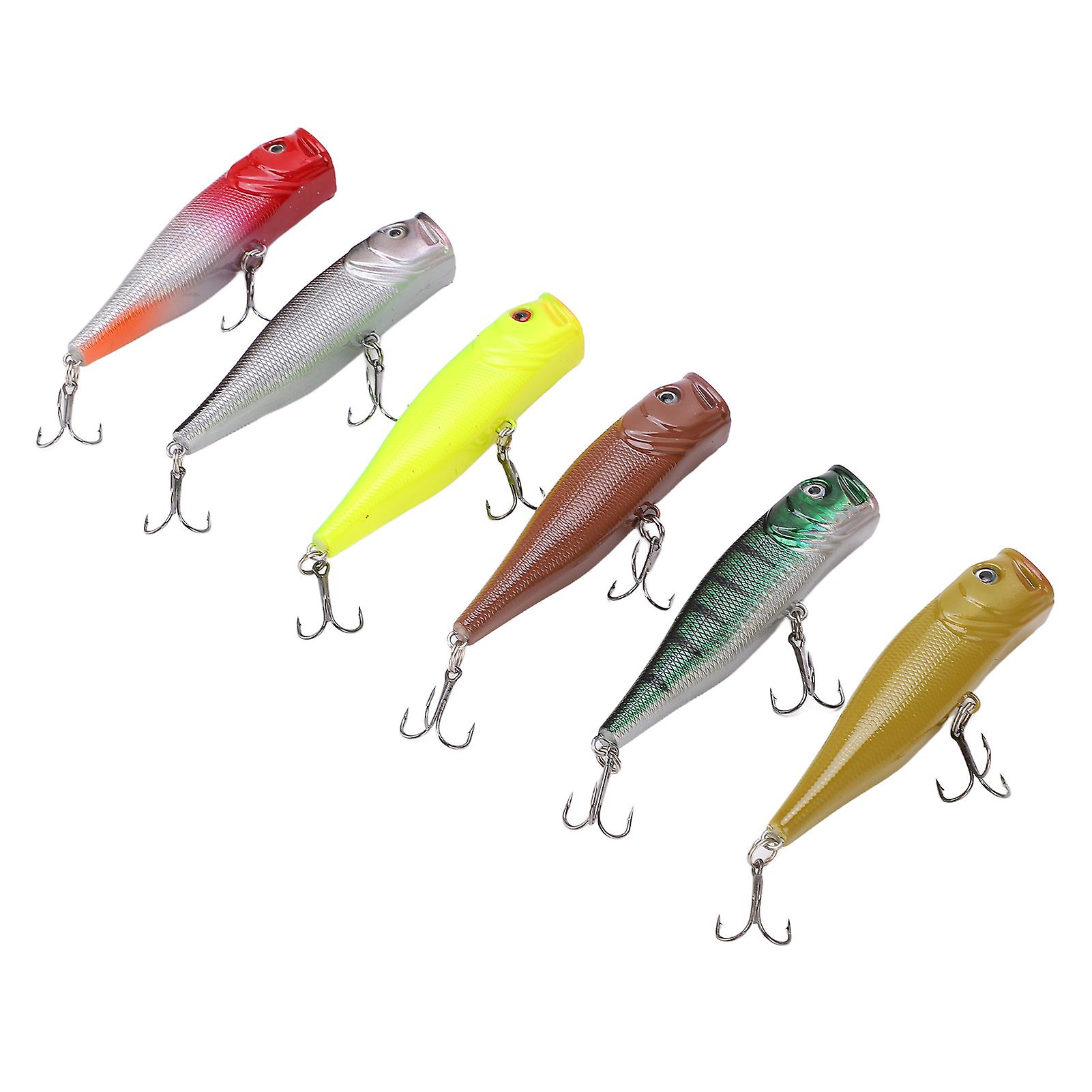 6 Pcs Simulation Popper Fishing Lure Plastic Fishing Bait For Saltwater Freshwater 6 Colors 8.5cm 13.4g