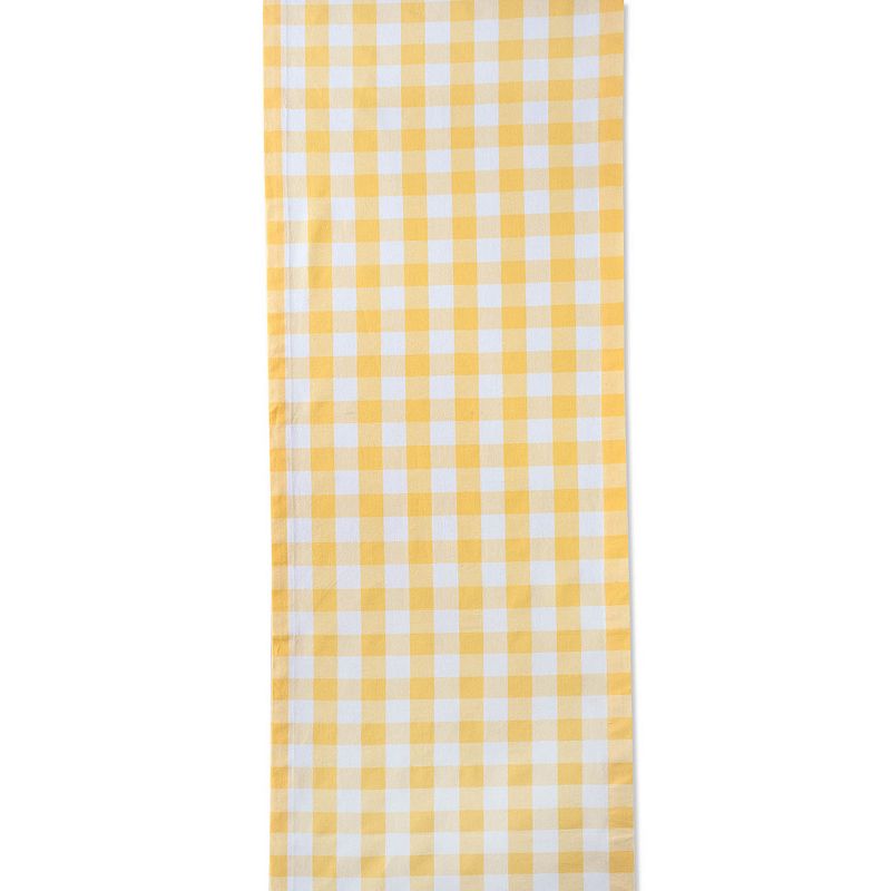 72 Yellow and White Checkered Rectangular Table Runner