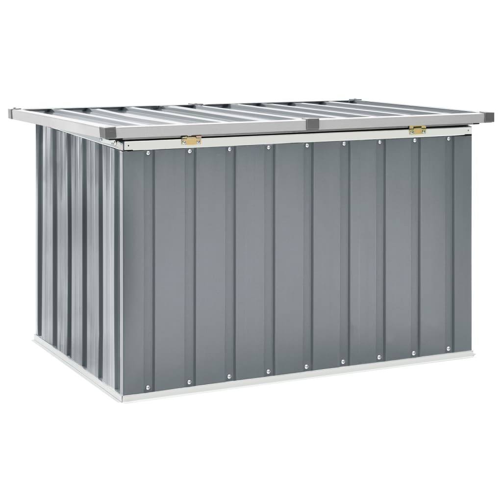 Garden Storage Box with Hinged lid Inlife Outdoor Deck Box, Plastic, Galvanized Steel Gray 42.9"x26.4"x25.6"