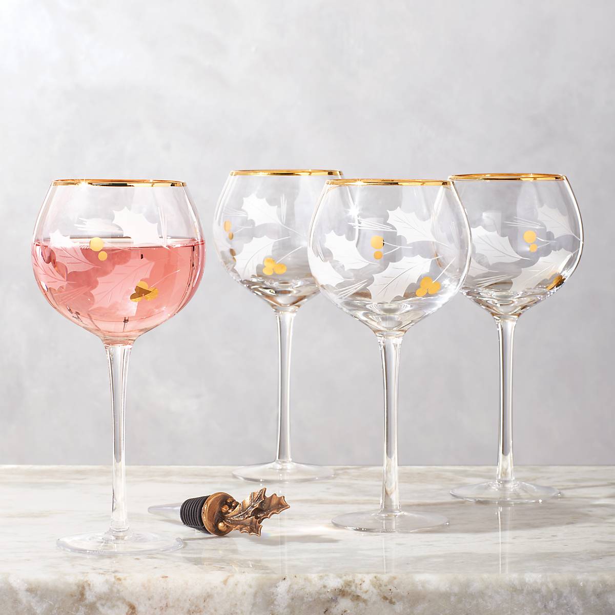 Holiday Gold 4-Piece Balloon Glass Set