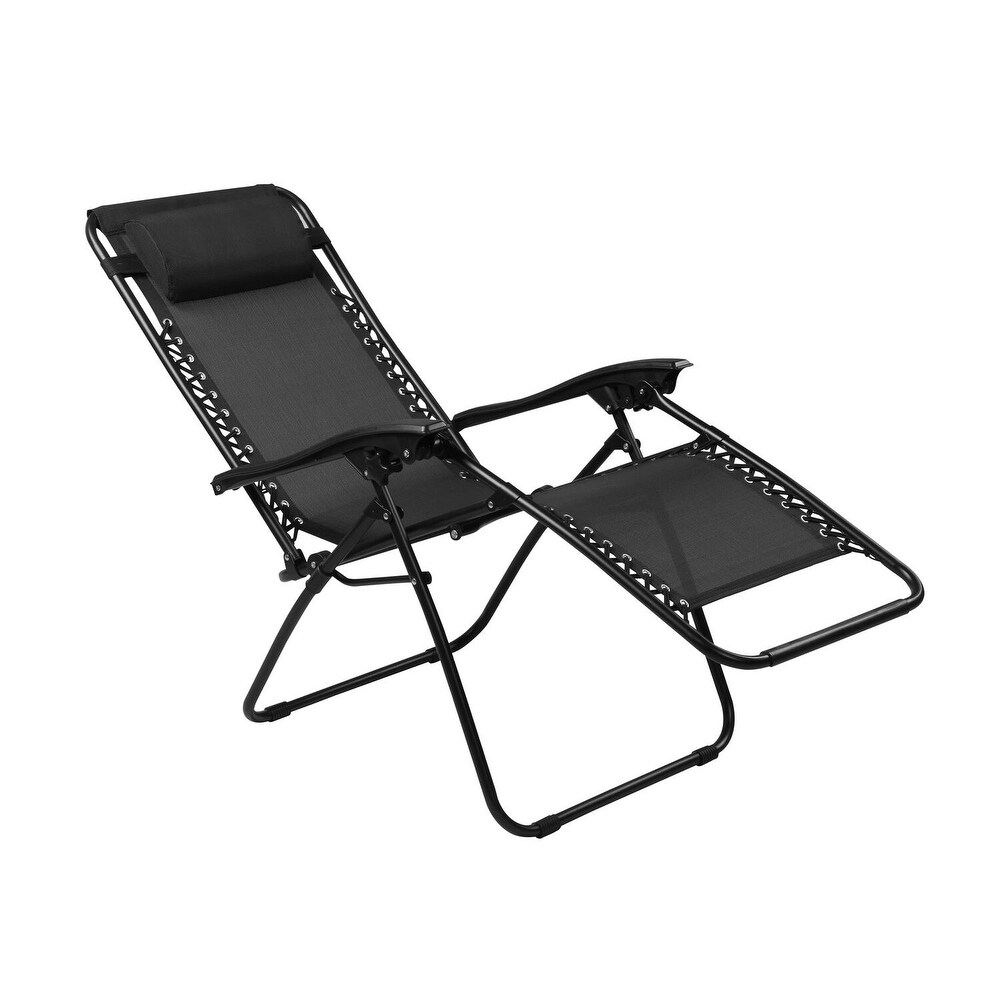 Zero Gravity Lounge Chairs Set of 2  Outdoor Patio Camping Reclining Lawn Chairs with Armrest  Headrest