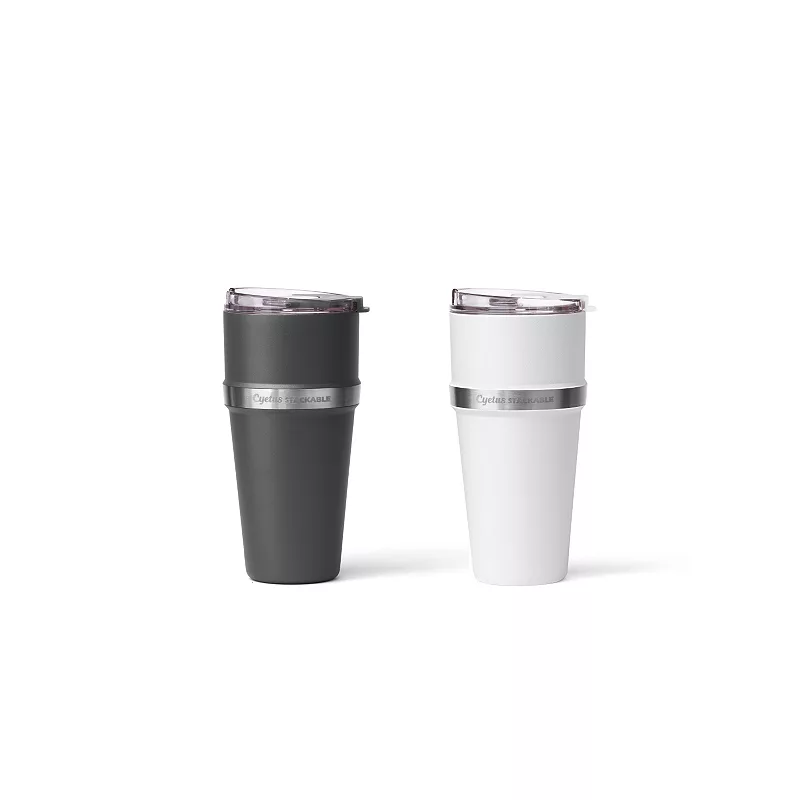 Cyetus Stainless Steel Vacuum Insulated Stackable Coffee Tumbler Cup- 2 Piece