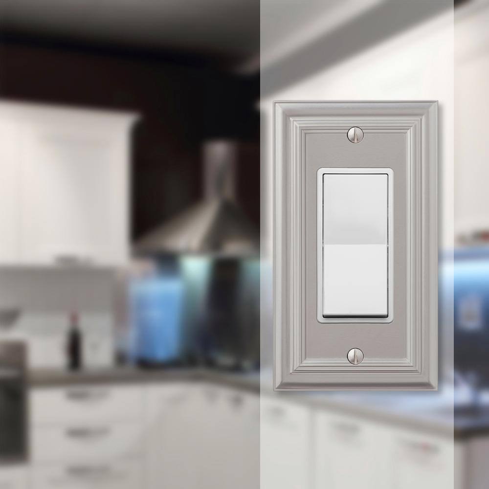 AMERELLE Continental 1 Gang Rocker Metal Wall Plate - Satin Nickel 94RN