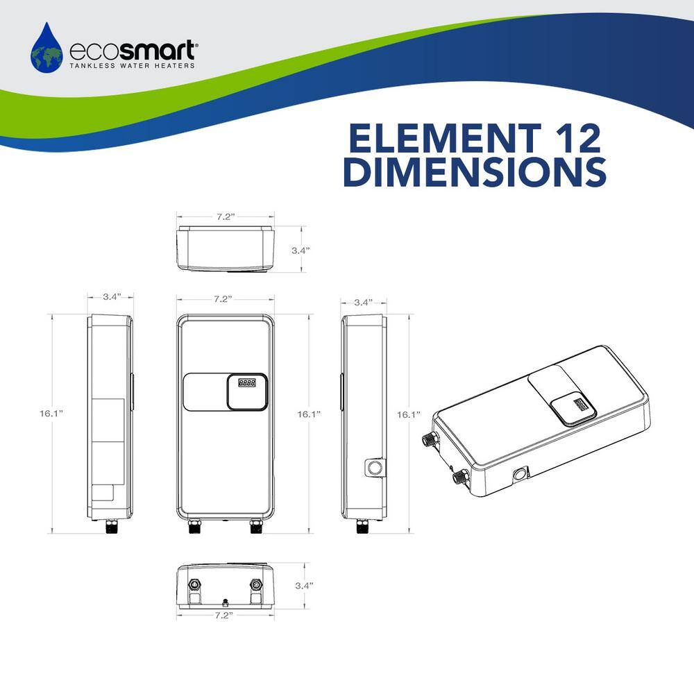 Element 12 On Demand 2.9 GPM Residential Tankless Electric Water Heater ECOS 12