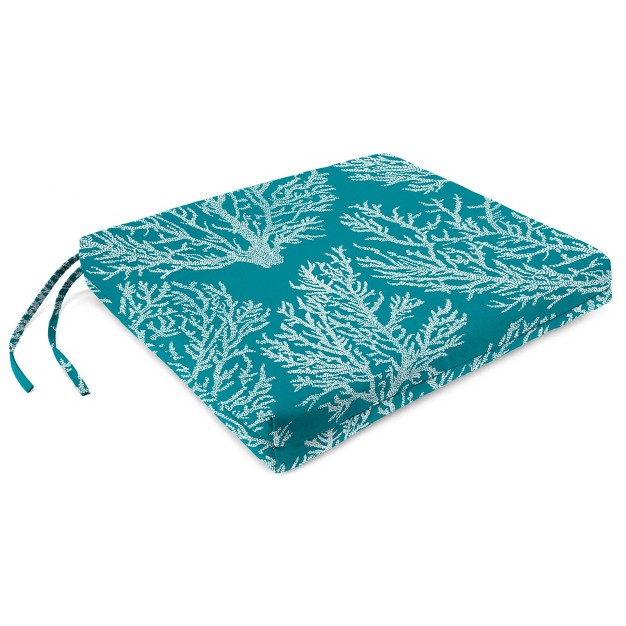 Outdoor Set Of 2 French Edge Seat Cushions In Seacoral Turquoise Jordan Manufacturing