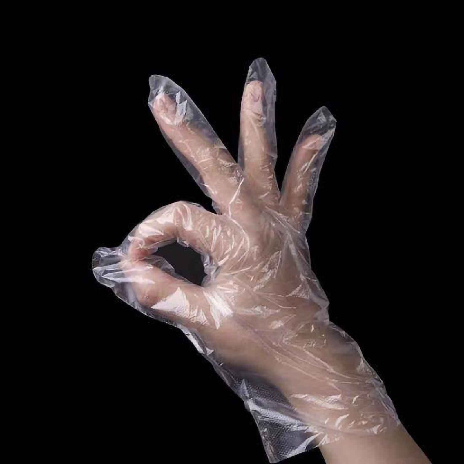 100 Pack Clear Plastic Disposable Gloves, Powder Free Multipurpose Plastic Gloves, Food Service Gloves