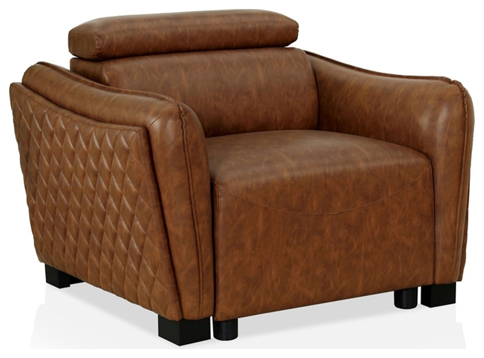 Furniture of America Holm Faux Leather 3 Piece Sofa Set in Brown   Contemporary   Living Room Furniture Sets   by Homesquare  Houzz