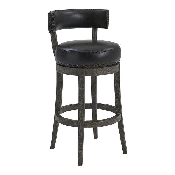 Corbin Wood Swivel Faux Leather Stool