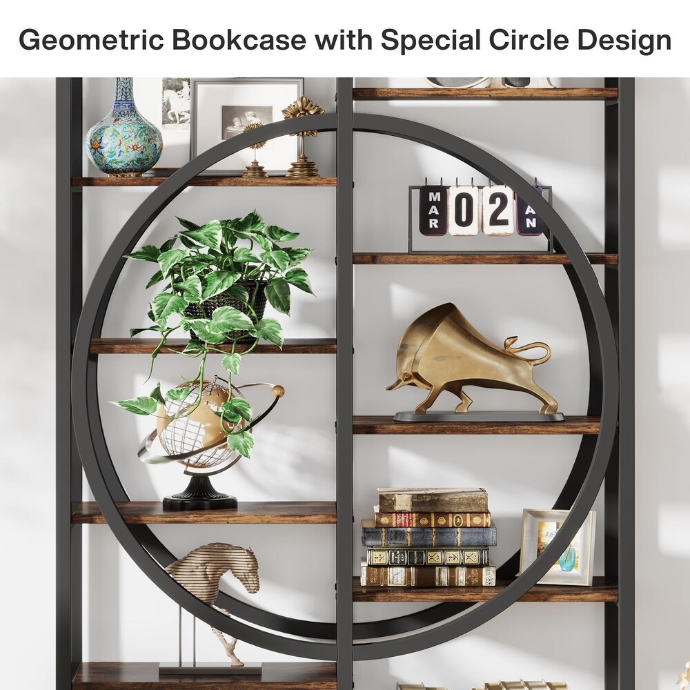 70.8 Inch Tall Bookshelf Etagere Bookcase with Circle Design