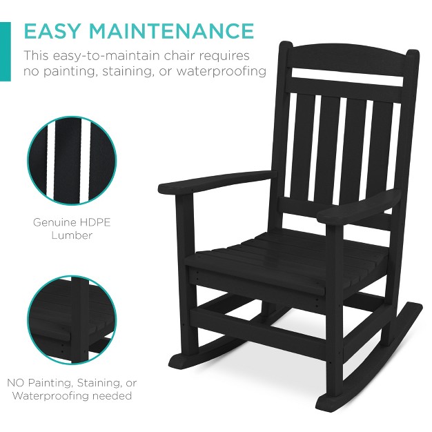 Best Choice Products All weather Rocking Chair Indoor Outdoor Hdpe Porch Rocker W 300lb Weight Capacity