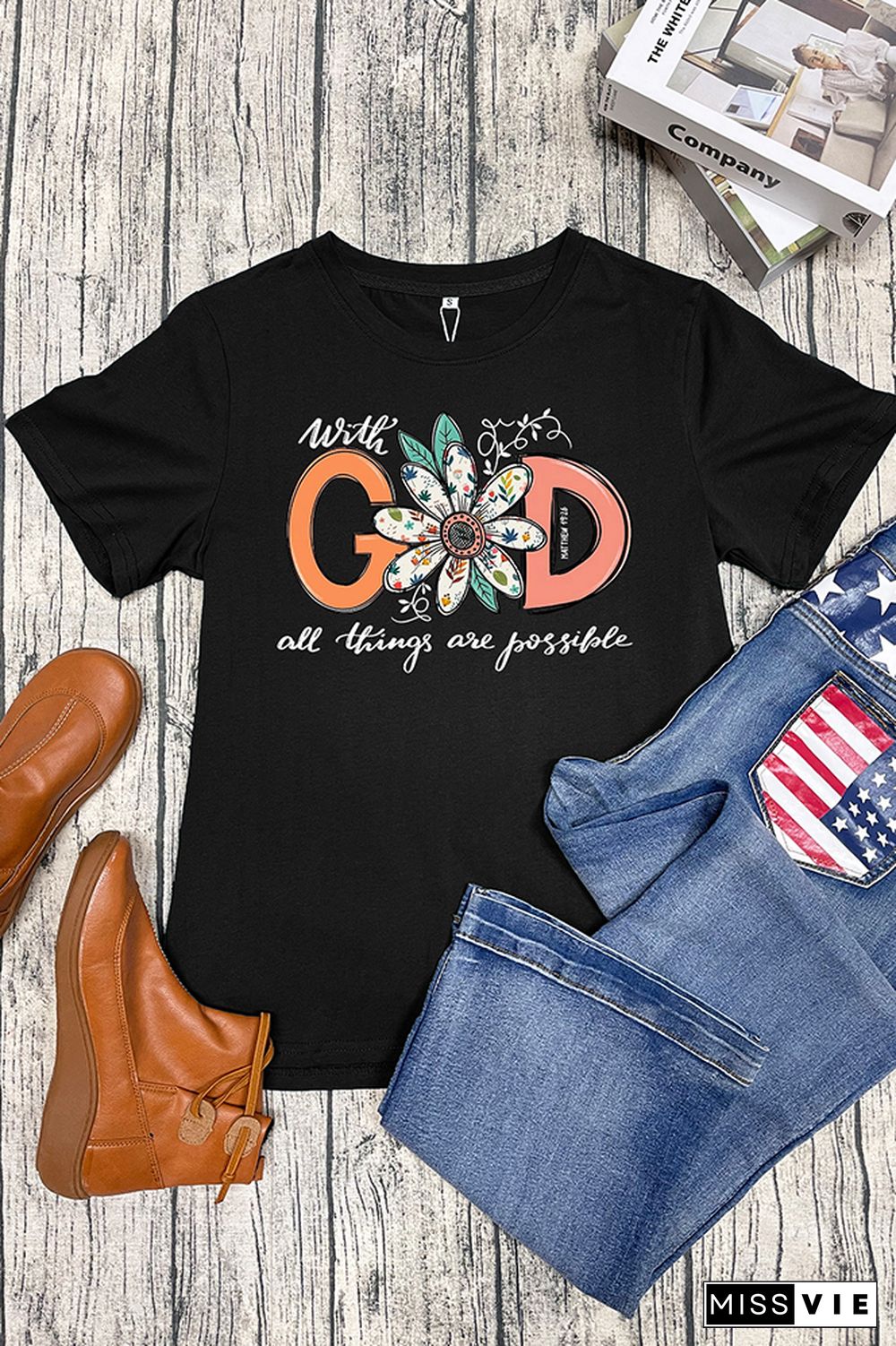 With God All Things Are Possible Short Sleeve Graphic Tee Wholesale