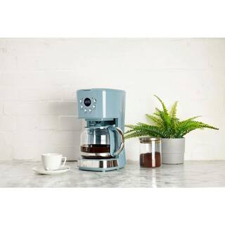 HADEN Brighton 12-Cup Sky Blue Retro Style Coffee Maker Programmable with Strength Control and Timer 75078