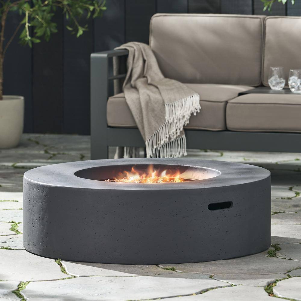 Noble House Mayfair Dark Gray Circular Stone Fire Pit (No Tank Holder) 10058