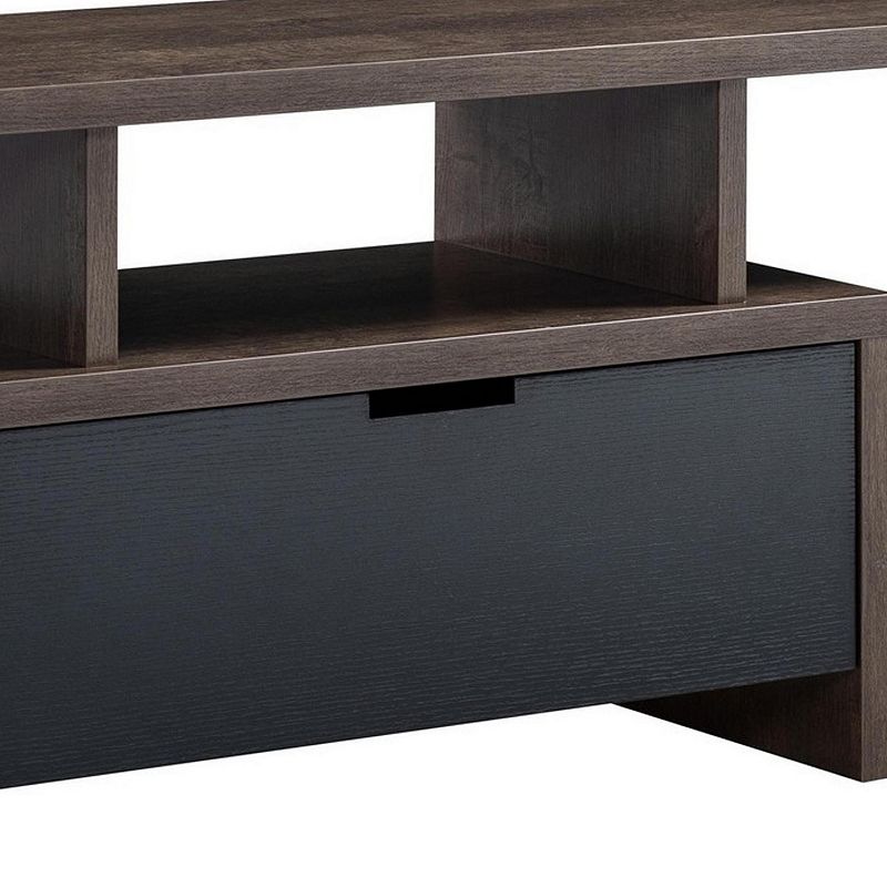 Elle 60 Inch TV Media Entertainment Console， 3 Compartments， Drawer， Walnut