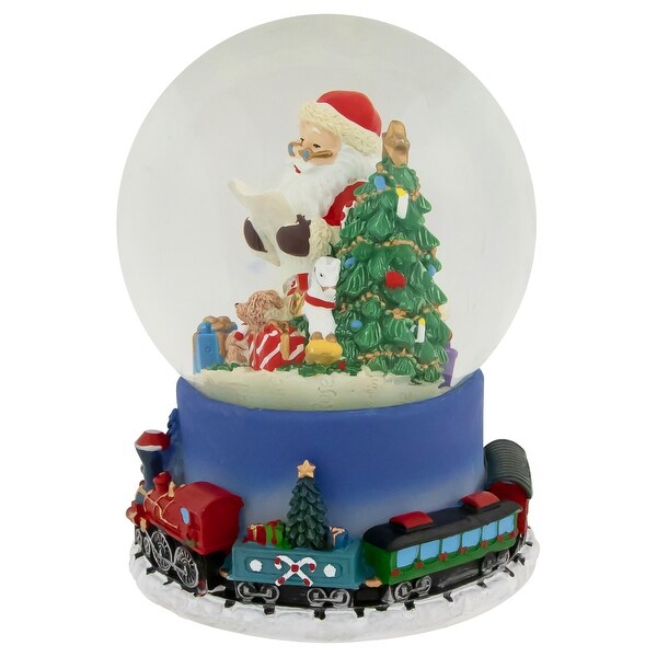 Christmas Train Around Santa Delivering Gifts Musical Water Globe