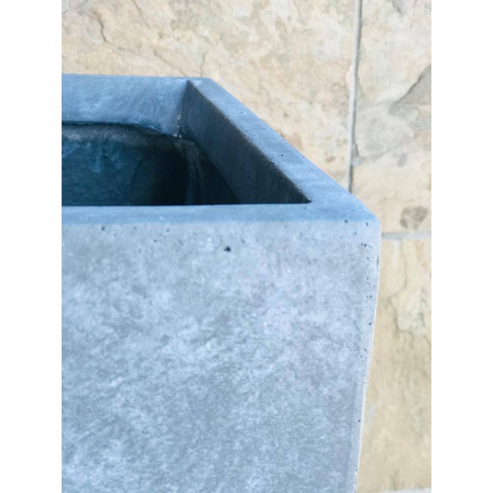 KANTE 28 in. x 24 in. and 20 in. H Square Slate Gray Concrete/Fiberglass Indoor Outdoor Modern Tall Planters OSF0002ABC-C60611