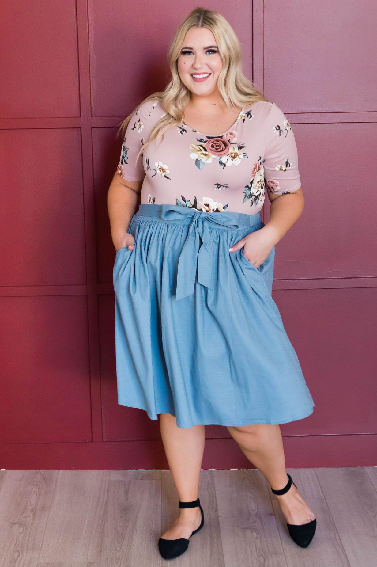 Chambray Tie Waist Skirt