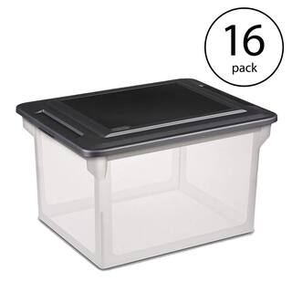 Sterilite 0.8 qt. Storage Box in Clear with Black Lid (16-Pack) 16 x 18689004