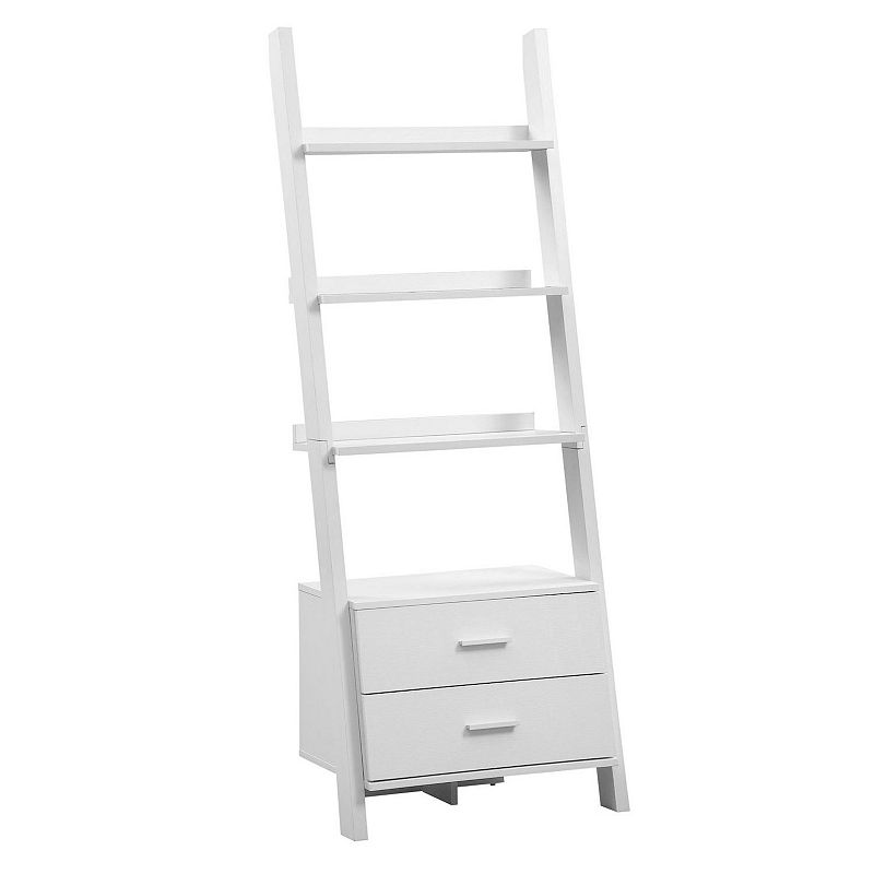 69 White Contemporary 4 Shelves Rectangular Ladder Bookcase