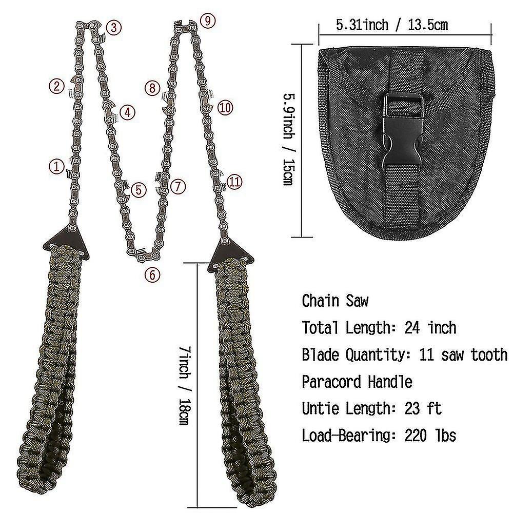 Pocket Chainsaw With Paracord Handle (24inch-11teeth)folding Chain Hand Saw Fast Wood Tree Cutting E