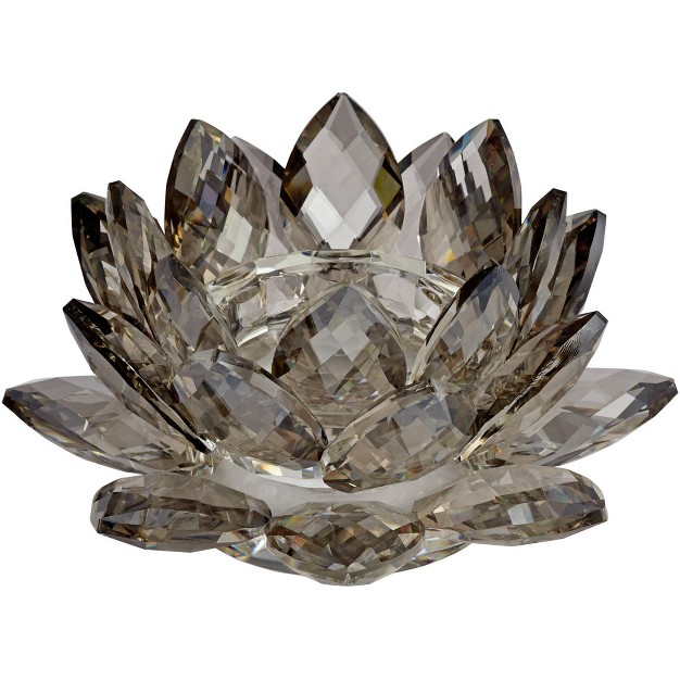 Wide Crystal Lotus Candle Holder