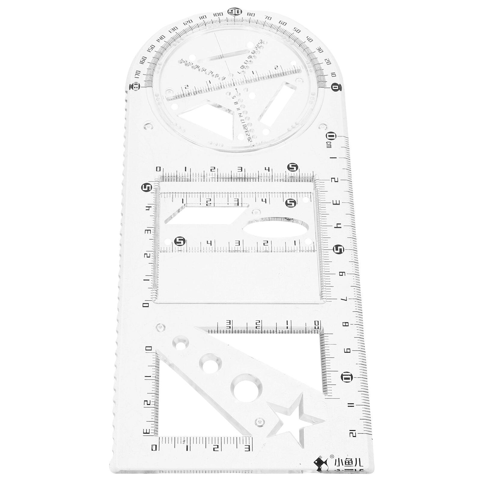 1 Set Students Drawing Stencils Multi-functional Engineering Rulers Office School Supplies