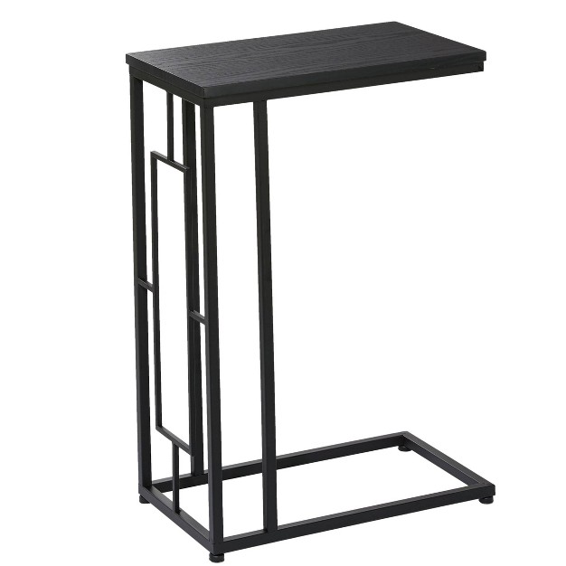 Contemporary Metal And Wood Accent Table Black Olivia amp May