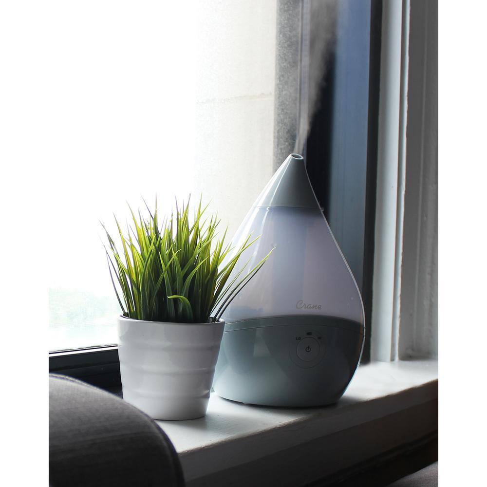 Crane 0.5 Gal. Droplet Ultrasonic Cool Mist Humidifier for Small to Medium Rooms up to 250 sq. ft. - Grey EE-5302GR