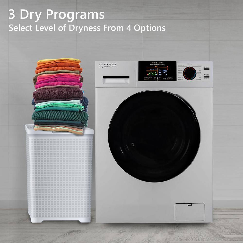 Equator 24 in. 1.9 cu.ft. Digital Compact 110V VentedVentless 18 lbs Washer Dryer Combo 1400 RPM in White EZ 5500CV White