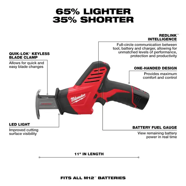 Milwaukee M12 HACKZALL Reciprocating Saw One Battery Kit