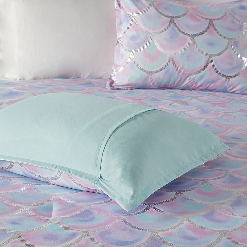 Mi Zone Phoebe Metallic Printed Reversible Comforter Set with Throw Pillow