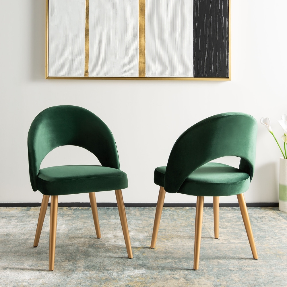 SAFAVIEH Dining Giani Retro Malachite Green/ Gold Dining Chair (Set of 2)   21.3\