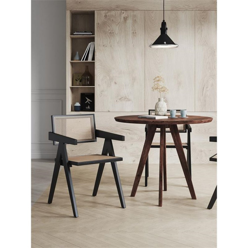 Manhattan Comfort Hamlet 18.11 quotWood Dining Arm Chair in Black (Set of 2)   Tropical   Dining Chairs   by Homesquare  Houzz