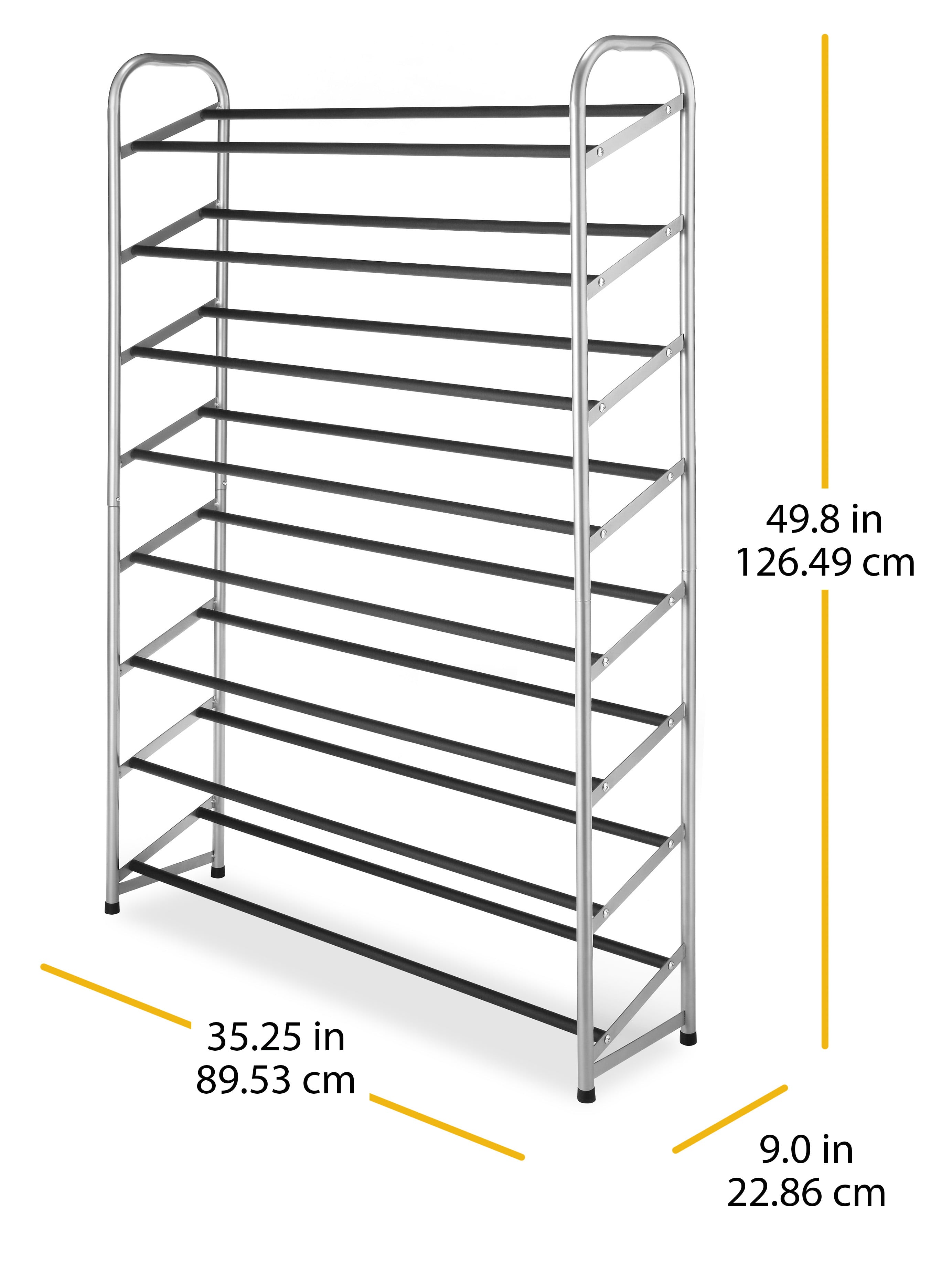 Whitmor Freestanding Shoe Tower - 8-Tier - 40 Pair - Chrome and Black