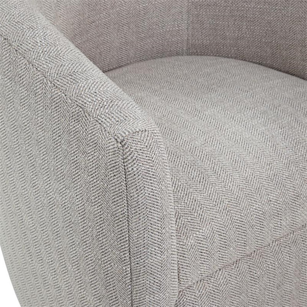 Bowery Hill Transitional Fabric Swivel Chair in Sea Oat Beige   Transitional   Armchairs And Accent Chairs   by Homesquare  Houzz