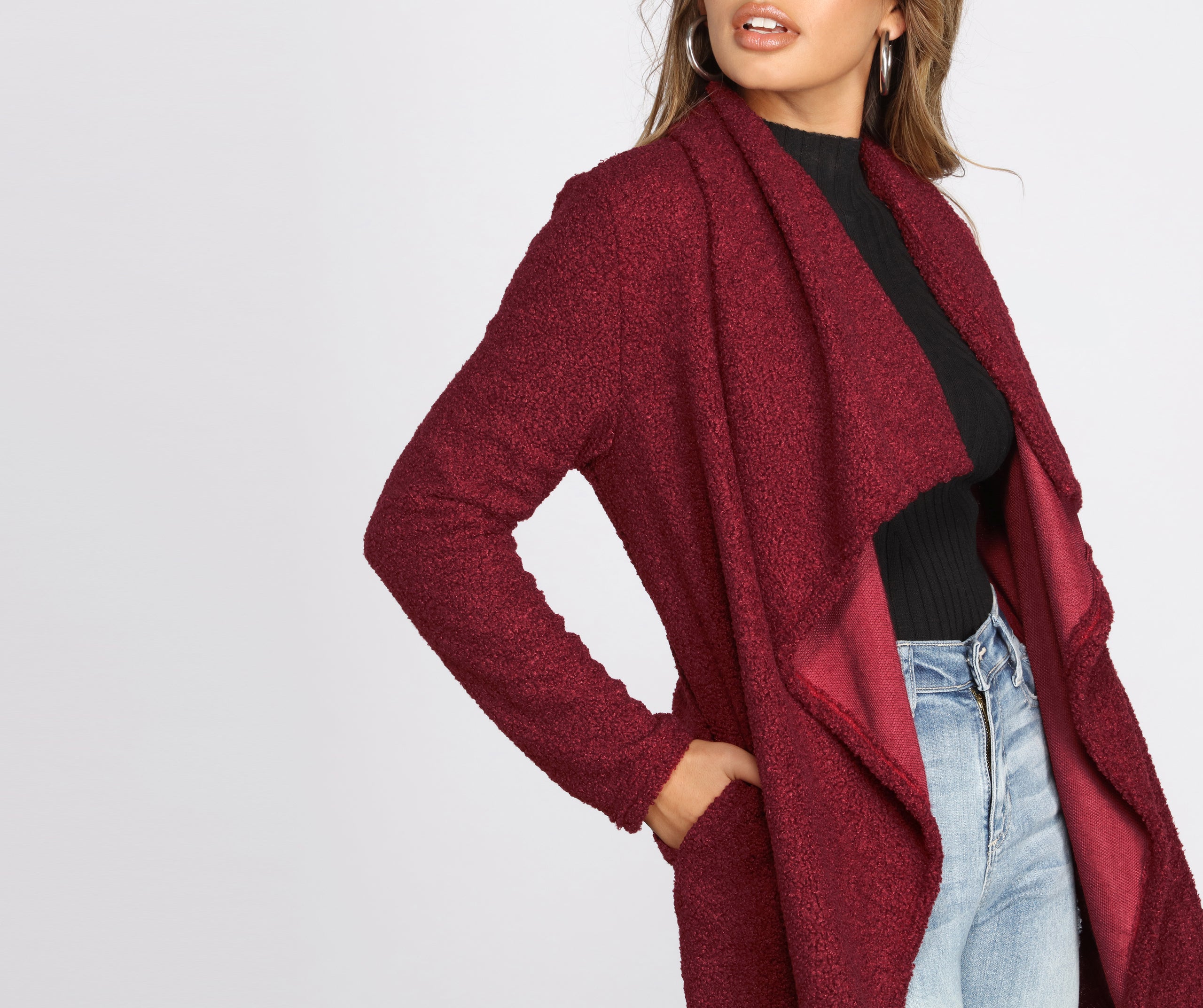 Faux Fur Draped Cardigan Jacket