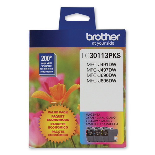 Brother LC3011 Ink， 200 Page-Yield， Cyan/Magenta/Yellow (LC30113PKS)