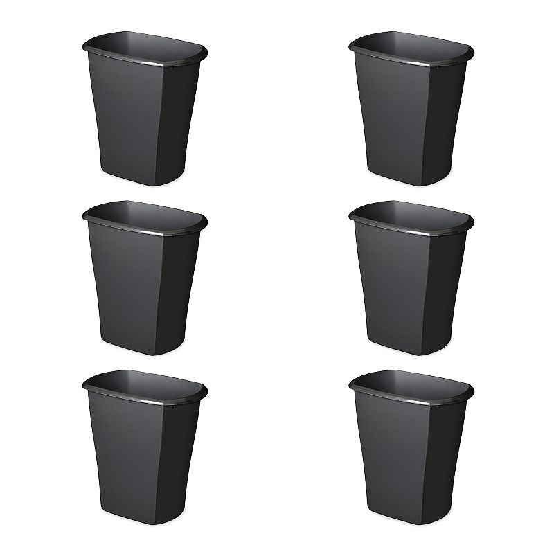 Sterilite 10539006 10 Gallon Ultra Plastic Wastebasket Trash Can， Black (6 Pack)