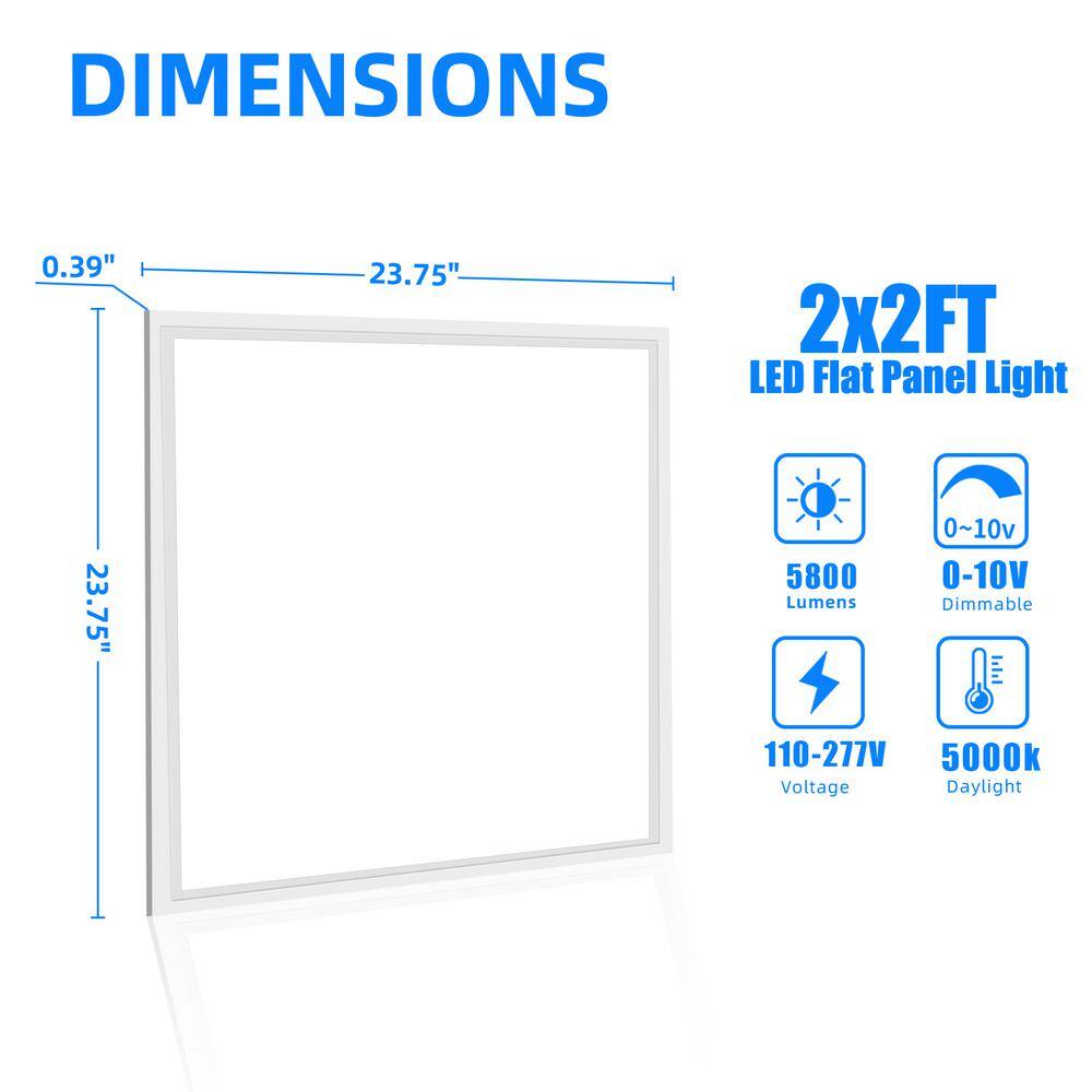 WYZM 2 ft. x 2 ft. 5800 Lumens Integrated LED Panel Light 5000K Bright White (6-Pack) 2X2-6P-A