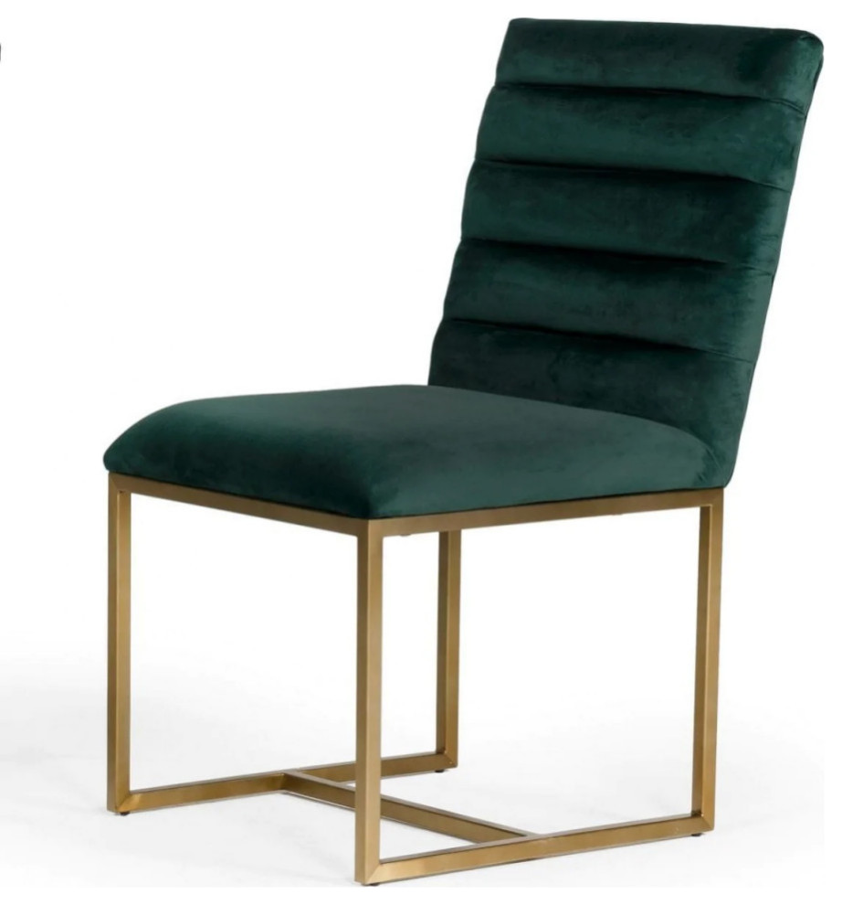 Corrie Modern Green and Brush Gold Dining Chair  Set of 2   Contemporary   Dining Chairs   by V.S.D Furniture  Houzz