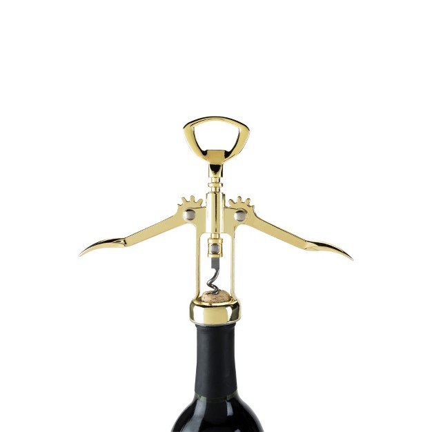 Viski Winged Corkscrew Wine Bottle Opener Gold Plated Finish Non stick Coated Worm