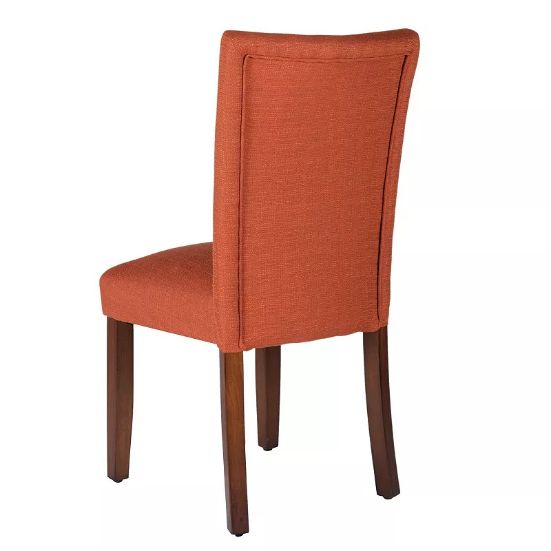 Fabric Upholstered Wooden Armless Parson Dining Chair， Orange and Brown