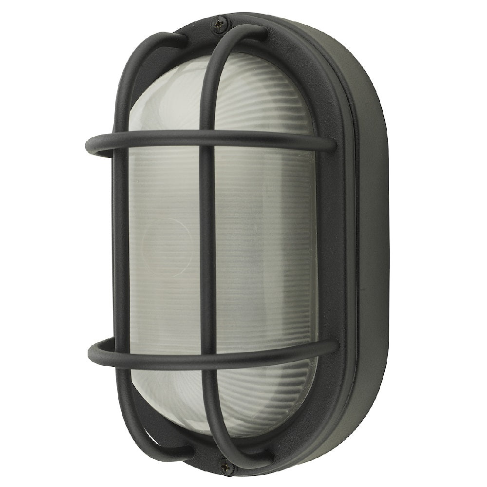 DAR SAL5222 Salcombe Matt Black Outdoor Vintage Oval Bulk Head Light