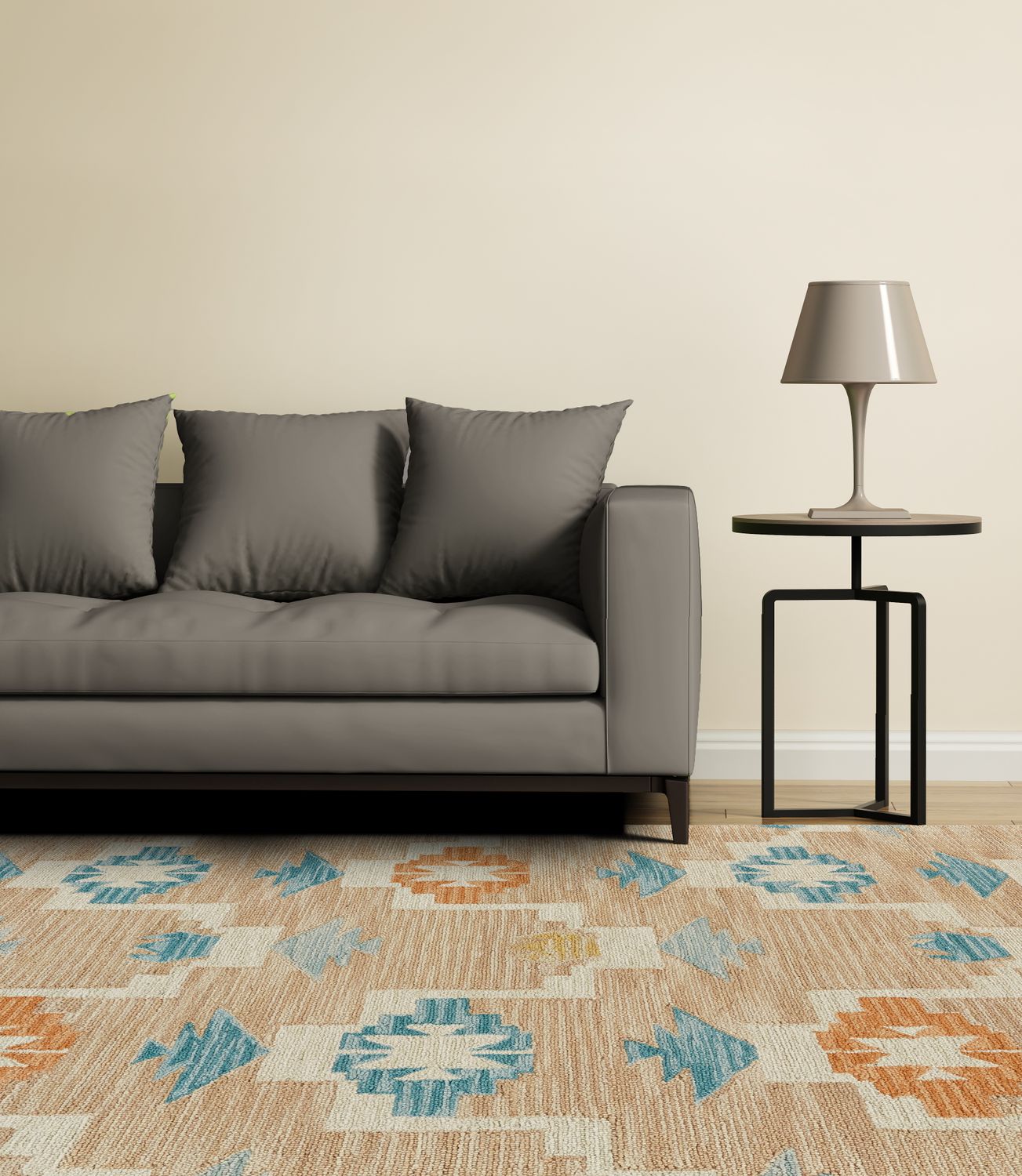 Fariza Hand Tufted Tan and Blue Rug by BD Fine